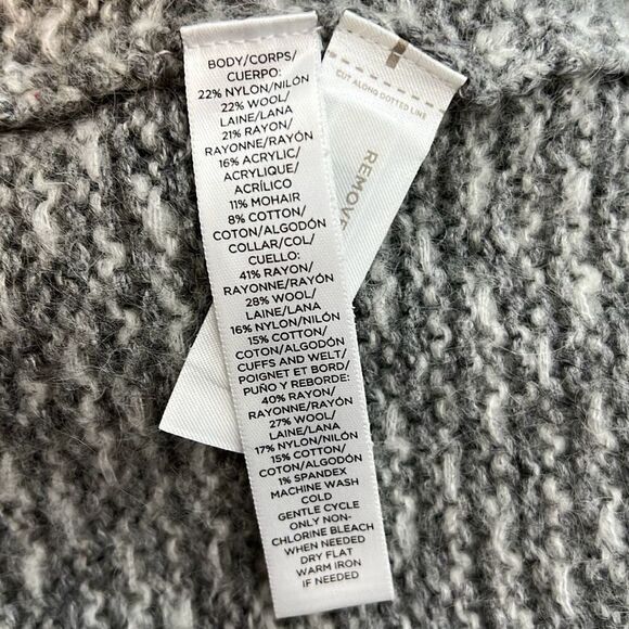 LOFT Women's Geometric Long Sleeves Shawl Lapel Open Front Cardigan Gray Medium - Picture 6 of 7